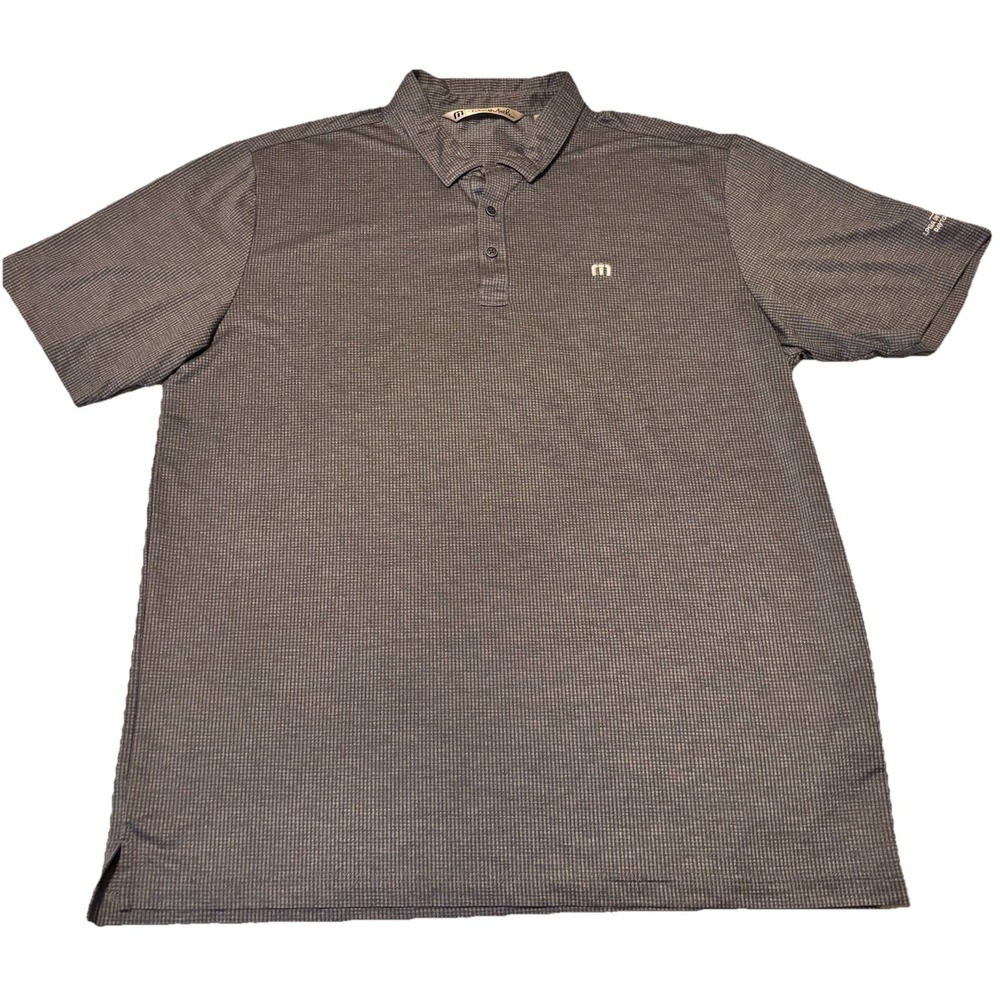 Travis Mathew Golf Polo Shirt Men's Blue/Gray Micro- Checkered Stretch XL